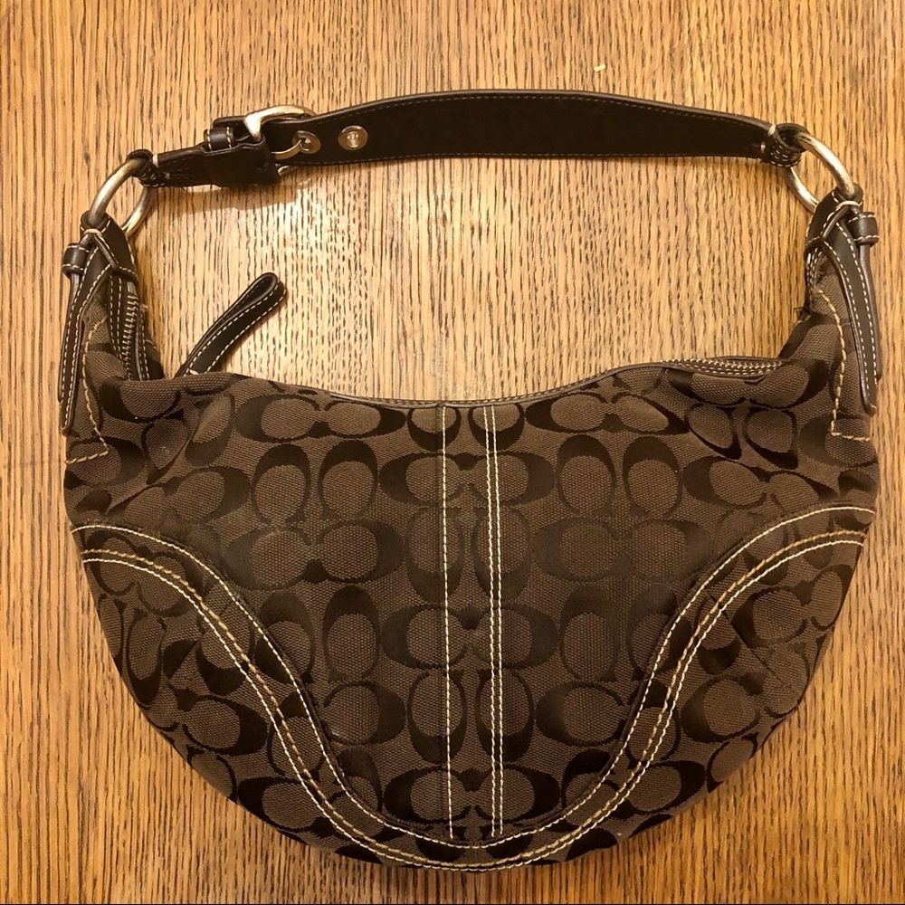 Coach brown signature hobo bag
